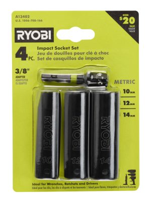 4 PC. 3/8" Drive Metric Impact Socket Set