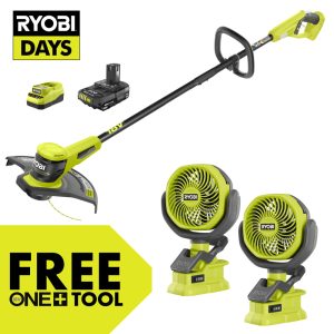 18V ONE+ 13" STRING TRIMMER/EDGER KIT WITH (2) FREE 18V ONE+ 4" CLAMP FANS
