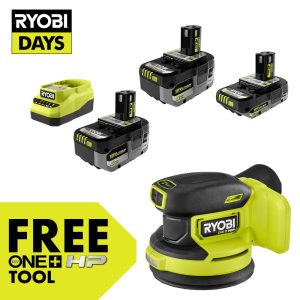 18V ONE+ LITHIUM HIGH PERFORMANCE STARTER KIT WITH FREE 18V ONE+ HP BRUSHLESS 5" RANDOM ORBIT SANDER