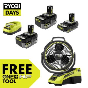 18V ONE+ LITHIUM HIGH PERFORMANCE STARTER KIT WITH FREE 18V ONE+ HP BRUSHLESS HYBRID 9" OSCILLATING FAN