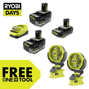 18V ONE+ LITHIUM HIGH PERFORMANCE STARTER KIT WITH (2) FREE 18V ONE+ 4" CLAMP FANS