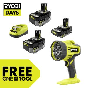 18V ONE+ LITHIUM HIGH PERFORMANCE STARTER KIT WITH FREE 18V ONE+ LED SPOTLIGHT